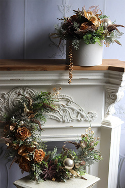 Winter Glam 2, komplet dekoracji świątecznych, wianek + flowerbox  