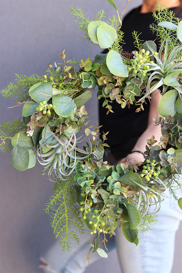 Eukalipto, zielony wianek na drzwi