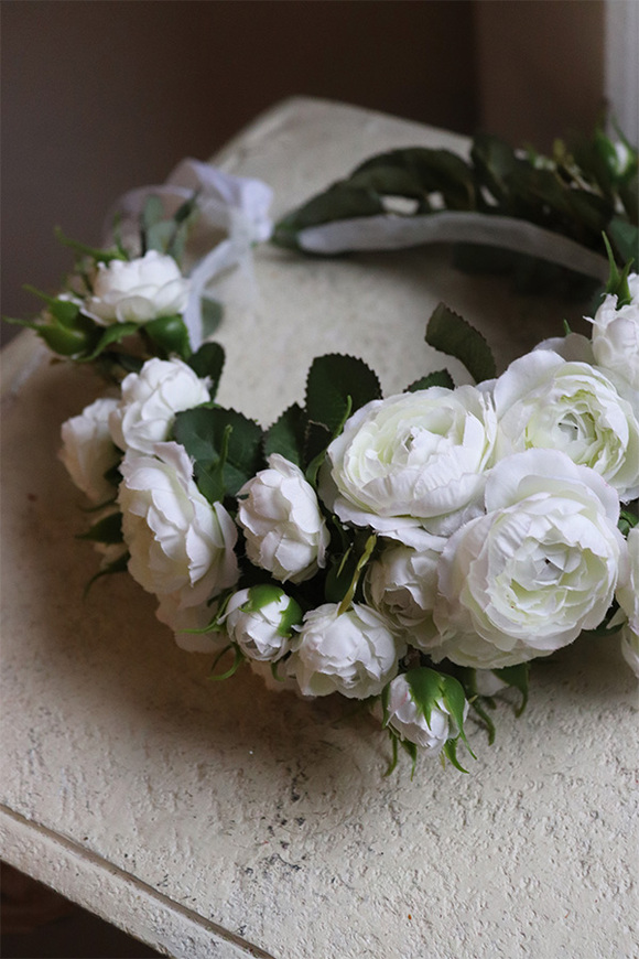 Frida Blanco, biały wianek na głowę, rozmiar uniwersalny