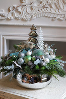 Silverita Pompadour, świąteczny stroik w szklanej misie