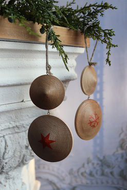 Modern Wood House B, drewniane zawieszki na choinkę ze wzorem, kpl.6szt