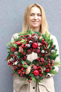 Klasika, świąteczny wianek na drzwi, śr.40cm