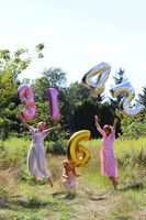 Numbers, srebrna cyfra balon z helem połysk