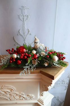 Winter Bird, świąteczny stroik LED na tacce, wym.19x45cm 