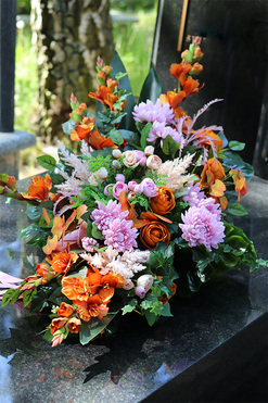 Orangia, pomarańczowa wiązanka nagrobna, dł.100cm 