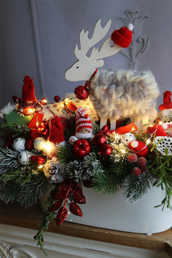 Scandi Ren Extra, świąteczny stroik LED z reniferem, wym.38x50cm