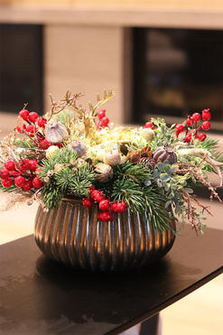 Moko Xmas, świąteczny stroik LED z jeleniem, rozp.34cm