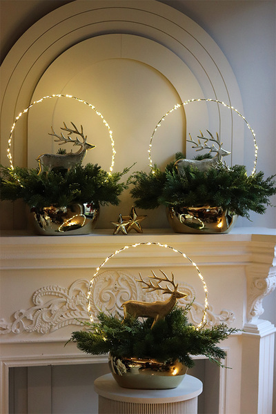 Reny Norwegia 2, świąteczny stroik LED z reniferami