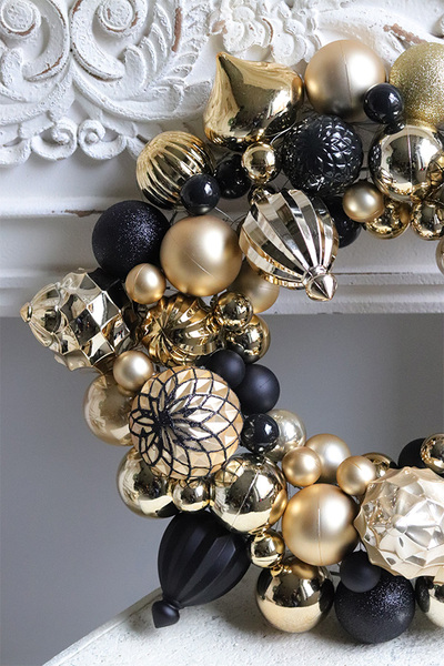 wianek bożonarodzeniowy Bombki Gold & Black