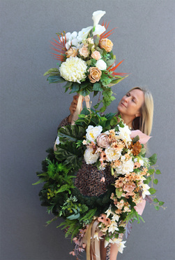 Beige Renato, komplet dekoracji nagrobnych, wieniec + bukiet