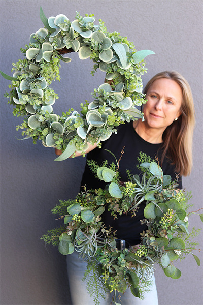 Eukalipto, zielony wianek na drzwi