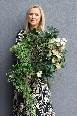 Zielona Kraina, zielony wianek na drzwi z monsterą, rozp.63cm