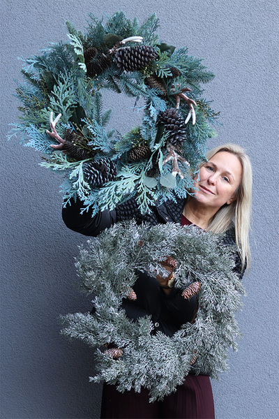 Poroże Blue, wianek ozdobny stroik dekoracyjny