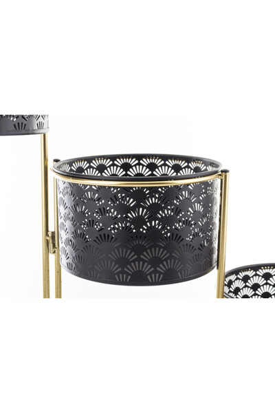 Manche, ażurowy kwietnik na trzy osłonki
czarny złoty