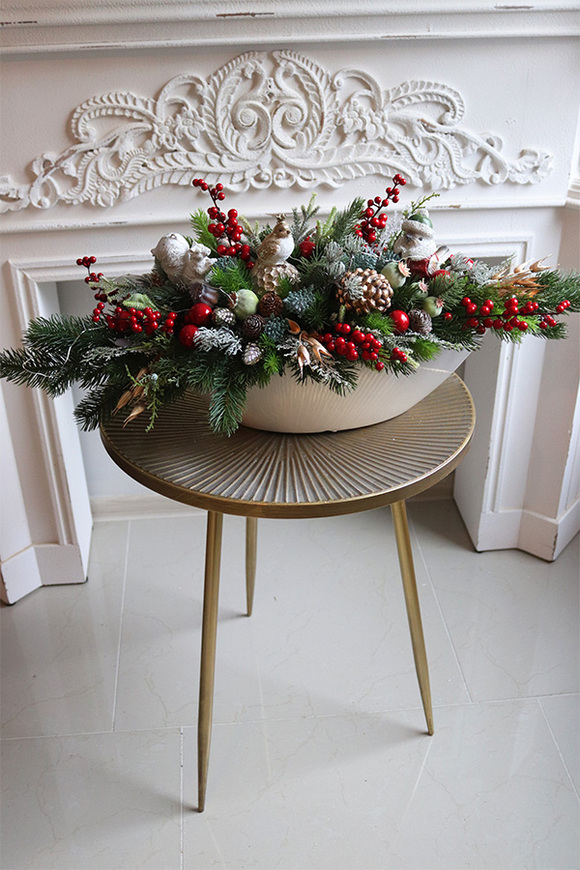 Zimowy Dworek Laos, stroik świąteczny LED