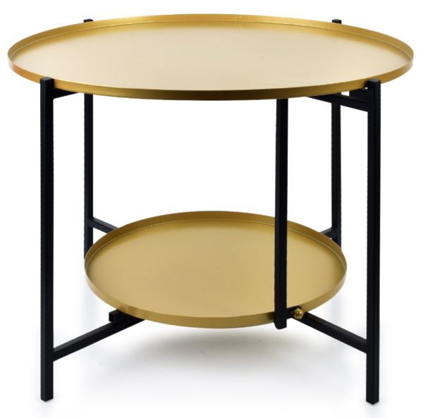 Harriet Gold&Black, metalowy dwupoziomowy stolik, wym.90x60.5cm