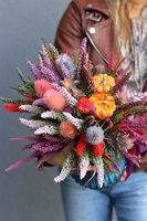 Wrzosy Bosco Blue, jesienna kompozycja w wazonie