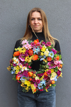 Coloretto 2, wiosenny wianek na drzwi, śr.43cm