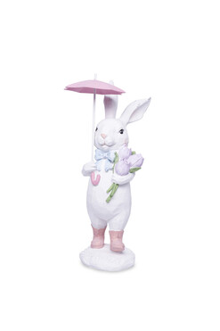 OD RĘKI Umbrella Bunny, wielkanocna figurka zajączek z bukietem, wys.27.5cm 