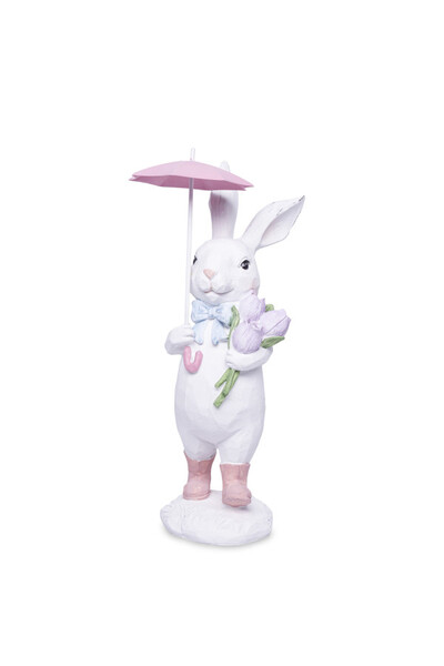 Umbrella Bunny, wielkanocna figurka zajączek z bukietem