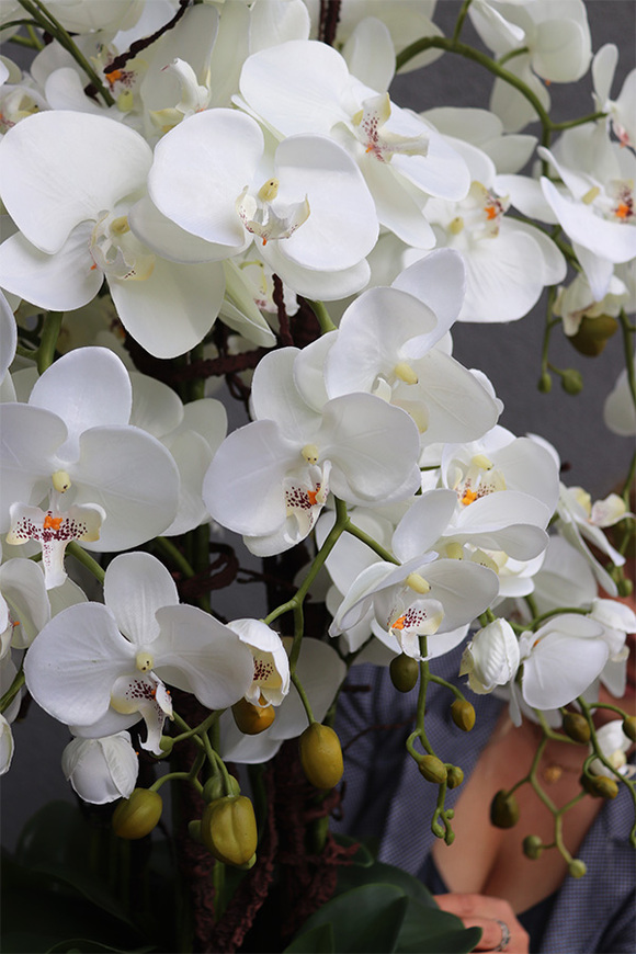 Deluxe Gold, sztuczny storczyk w złotej donicy, wys.111cm