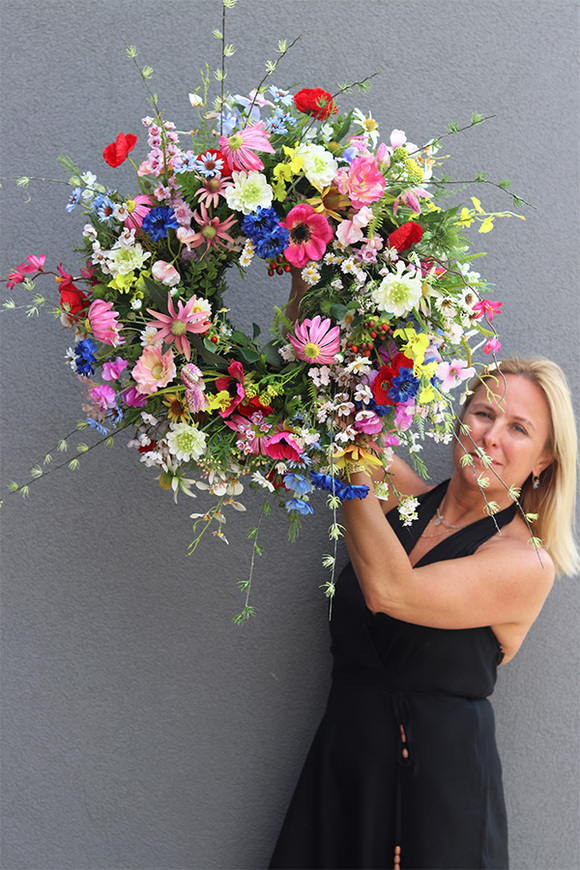 Łąka w Kwiatach, wianek dekoracyjny na drzwi