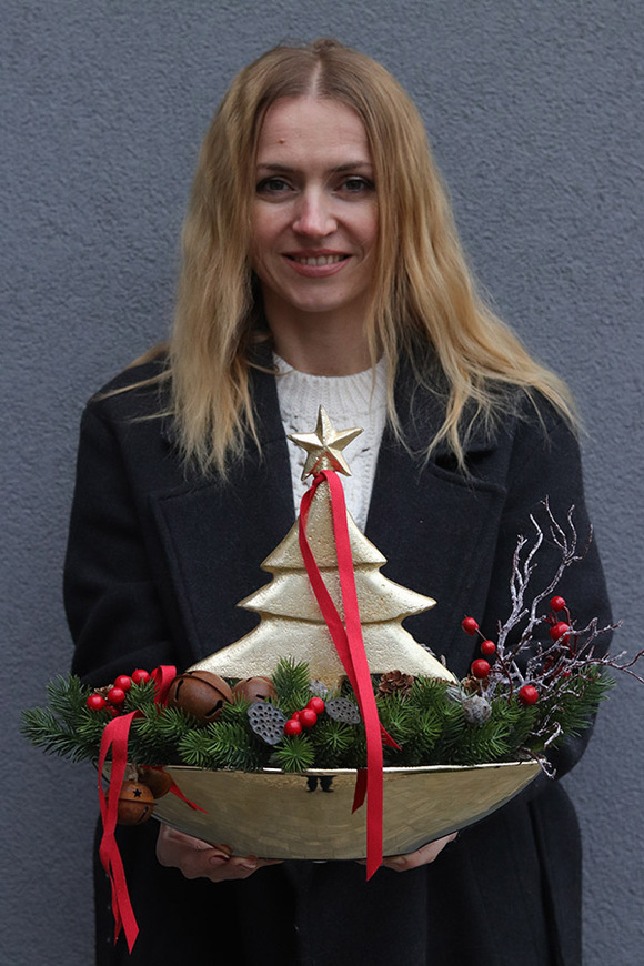 Choinka Laos, stroik świąteczny z choinką, wym.33x44x19cm