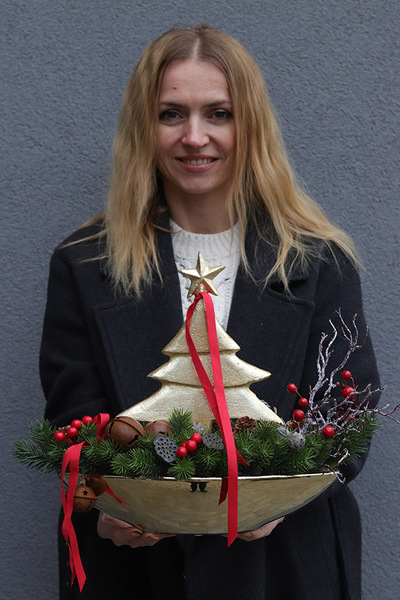 Choinka Laos, stroik świąteczny z choinką, wym.33x44x19cm