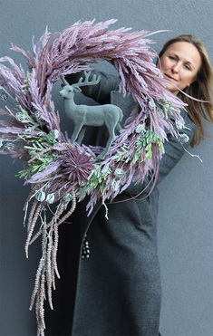 świąteczny wianek Premium Time Pink, śr.60cm