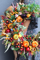 Jesienna Melona, jesienny wianek z dyniami, śr.45cm