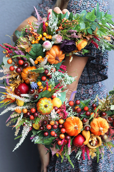 Jesienna Melona, jesienny wianek z dyniami, śr.45cm