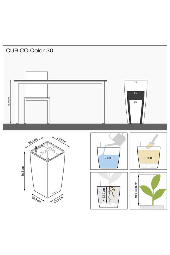 Cubico Color, elegancka donica z nawadnianiem