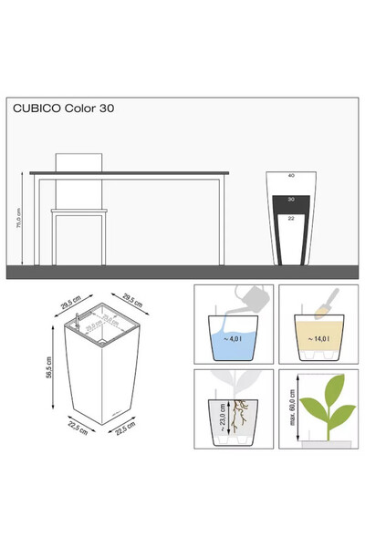Cubico Color, elegancka donica z nawadnianiem