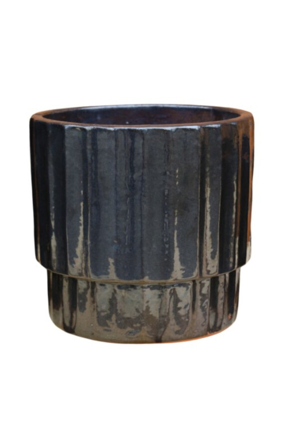 Garden Chic Sophia, kpl. 3 donic ogrodowych, ceramika, kolor grafitowy opalizujący