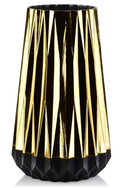 Krista B, wazon ceramiczny złoto czarny, wym.16x28cm