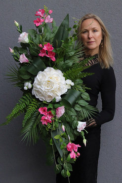 Kalipso Lemana, biała wiązanka nagrobna, dł.110cm 