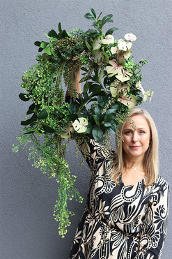 Zielona Kraina, zielony wianek na drzwi z monsterą, rozp.63cm