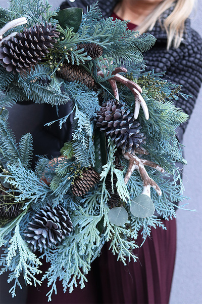 Poroże Blue, wianek ozdobny stroik dekoracyjny