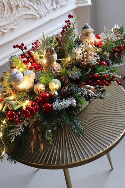 Zimowy Dworek Laos, stroik świąteczny LED