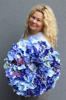 Blue Butterfly, wianek z hortensji na drzwi