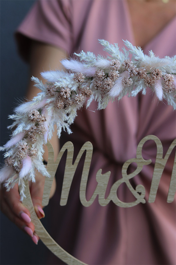 Boho Love 1, krąg ślubny wianek Mr&Mrs