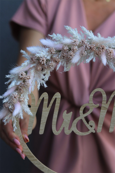 Boho Love 1, krąg ślubny wianek Mr&Mrs