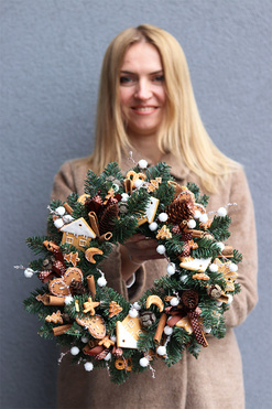 bożonarodzeniowy wianek, Pierniki 3, śr.33cm