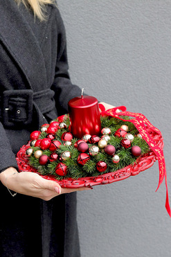 Carol, stroik ze świecą na talerzu, wym.14x33cm