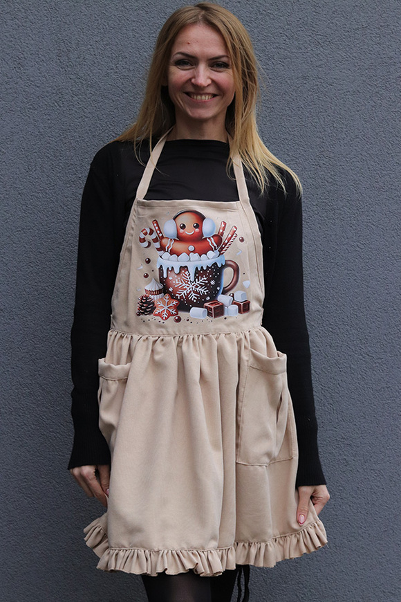 Christmas Kitchen, świąteczny fartuch kuchenny, beżowy