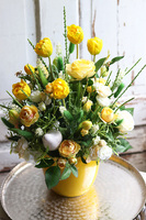 Żółta Polana, dekoracja kwiatowa z gumowymi tulipanami, wys.49cm