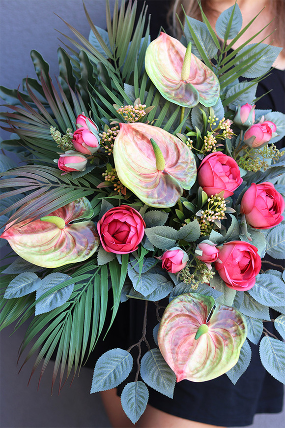 Serce Anturium, bukiet nagrobny we wkładzie