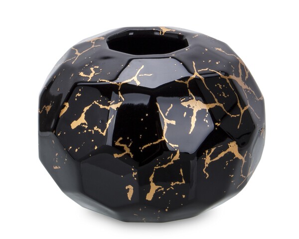 Black&Gold, kulisty ceramiczny wazon, wym.12.5x17x17cm