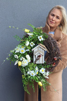 Budka Lęgowa, wiosenny wianek z domkiem