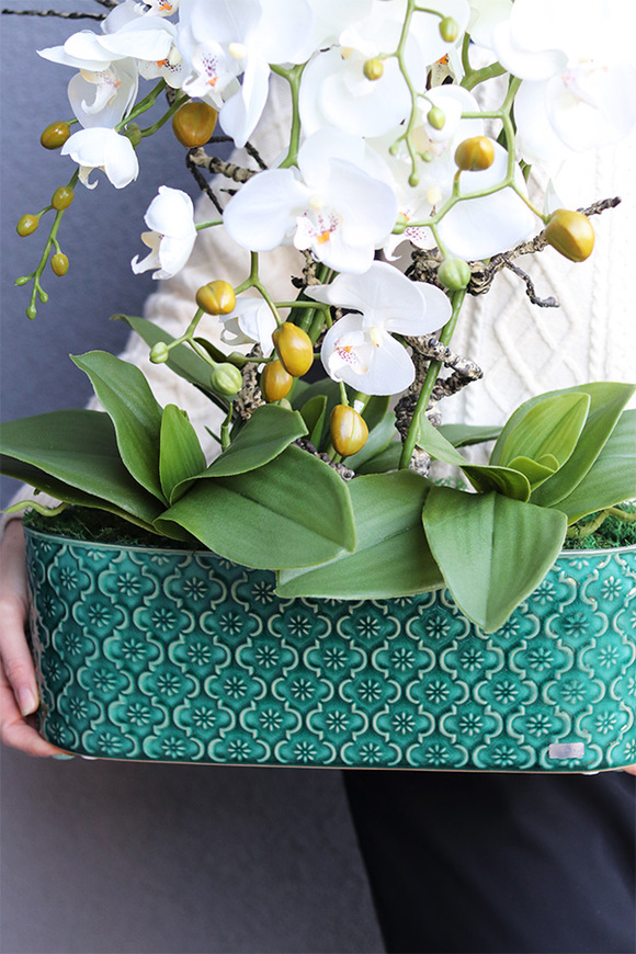 Dark Green Orient, wysokiej jakości sztuczny storczyk	